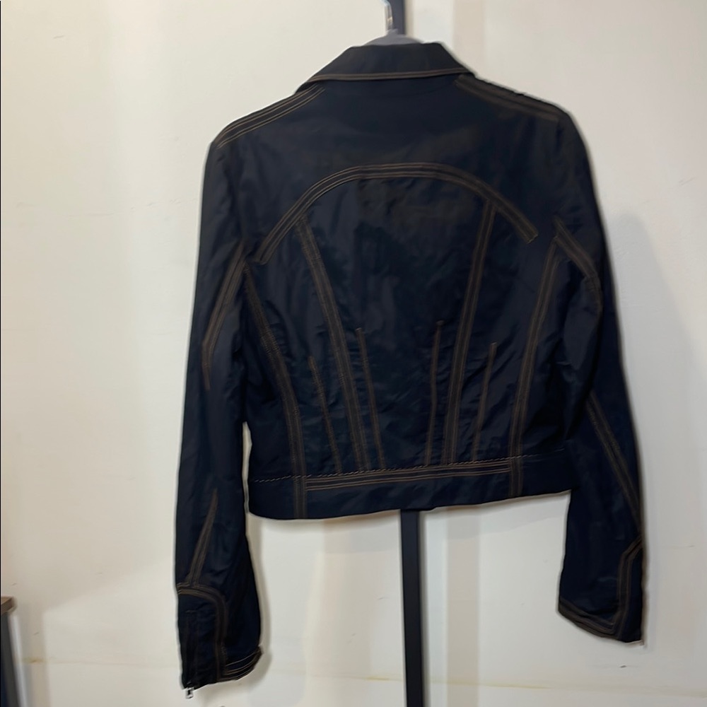 Etcetera 2 in 1 Long and Short Black Trench Coat with Brown Accents - Picture 11 of 12